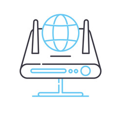 switch router line icon, outline symbol, vector illustration, concept sign