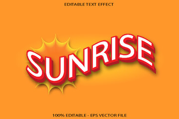 Sunrise Editable text effect 3D Flat style Design