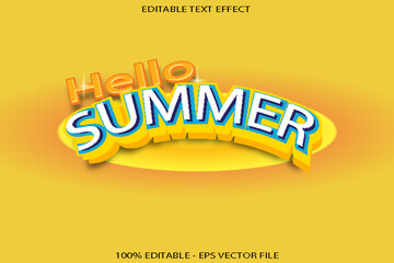 Hello Summer Editable text effect 3D Flat style Design
