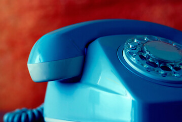 vintage blue rotary dial telephone