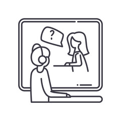 support line icon, outline symbol, vector illustration, concept sign