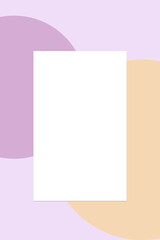 minimal design of empty paper page on pastel orange and violet circled background
