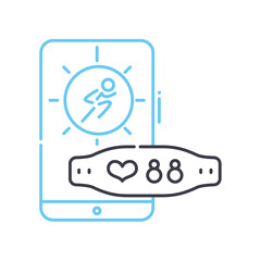 synchronization technology line icon, outline symbol, vector illustration, concept sign