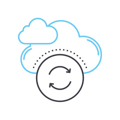 sync line icon, outline symbol, vector illustration, concept sign