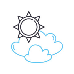 sun and cloud line icon, outline symbol, vector illustration, concept sign