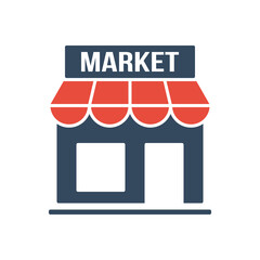 market place icon, mini market or small shop vector pictogram - obrazy, fototapety, plakaty