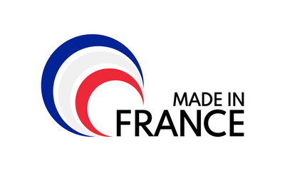 made in france, circles in french flag colors, vector logo on white background