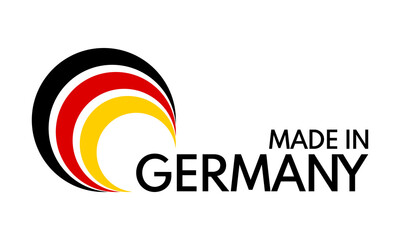 made in germany, circles in german flag colors, vector logo on white background