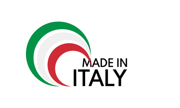 made in italy, circles in italian flag colors, vector logo on white background