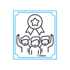 teamwork awards line icon, outline symbol, vector illustration, concept sign