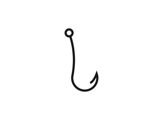Fish hook on fishing hook icon. Fishing equipment vector illustration.