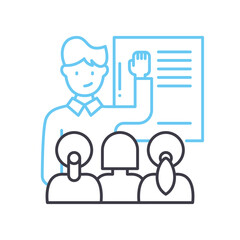 team conference line icon, outline symbol, vector illustration, concept sign