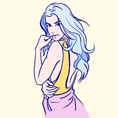 illustration of a woman vector for card illustration decoration