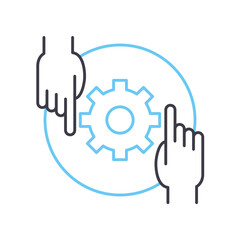teamwork line icon, outline symbol, vector illustration, concept sign