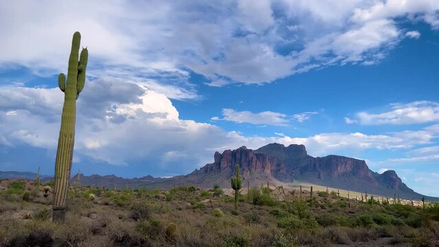 Arizona Monsoon Thunderstorm facing Superstition Mountain