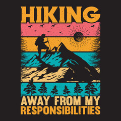 hiking t-shirt design  and vector template