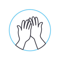 team work cooperation line icon, outline symbol, vector illustration, concept sign