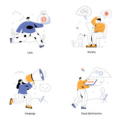 Web and Business Management Flat Illustrations

