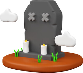 Halloween Tombstone, 3D Rendering illustration