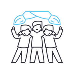 team fainting line icon, outline symbol, vector illustration, concept sign