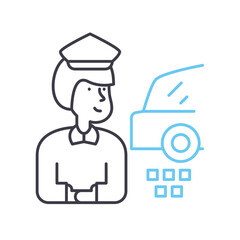 taxi driver line icon, outline symbol, vector illustration, concept sign