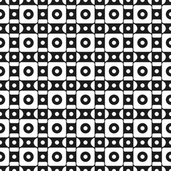 Black and white geometric hand drawn seamless pattern. Turkish motif. Round and square in traditional Oriental pattern. Isolated decorative element for card design, t-shirt print, Arabic ceramic tile.