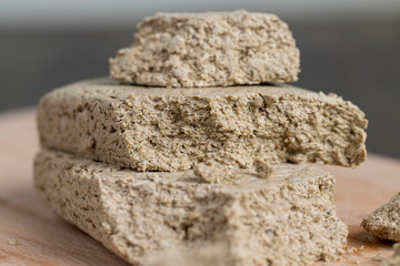 Sunflower halva broken into pieces