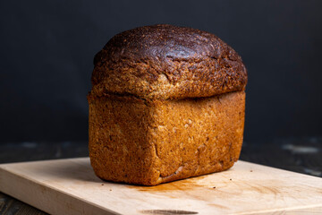 Rectangular loaf of rye Flour bread