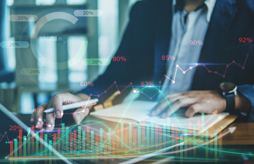 Concept of business data analysis, graph data, Business finance and graph investment, Growing business.