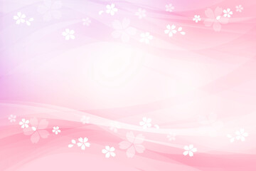 桜と花びら（ピンクの背景と曲線）