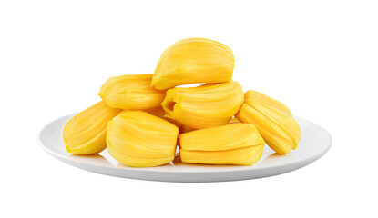 Jackfruit in white plate isolated on ransparent png