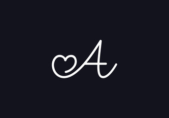 Love sign logo design vector. Love and heart icon and symbol design vector with A