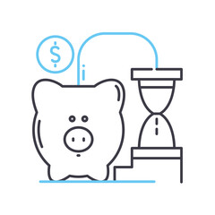 time is money line icon, outline symbol, vector illustration, concept sign