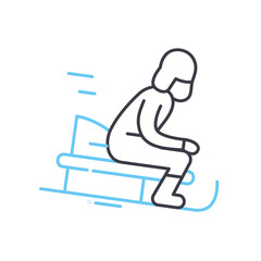 Fototapeta premium toboganning line icon, outline symbol, vector illustration, concept sign