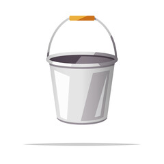 Metal tin bucket vector isolated illustration