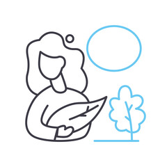 think green line icon, outline symbol, vector illustration, concept sign