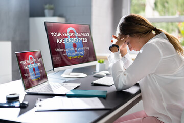 Ransomware Cyber Attack Showing Personal Files Encrypted