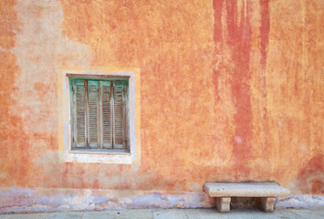 Fototapeta na wymiar Facade of a house in Lumio Corsica on the mediterranean sea