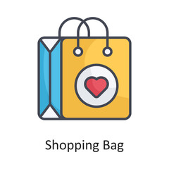 Shopping Bag Filled Outline Vector Icon Design illustration on White background. EPS 10 File