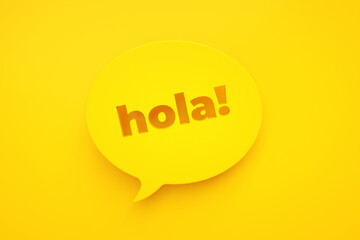Hola Spanish greeting on speech bubble, 3d render © alesmunt