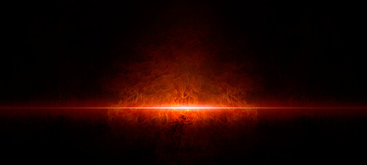 The texture of fire on a black background is reflected, in an empty dark scene, the flame is burning with smoke float