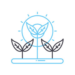 trees planting line icon, outline symbol, vector illustration, concept sign