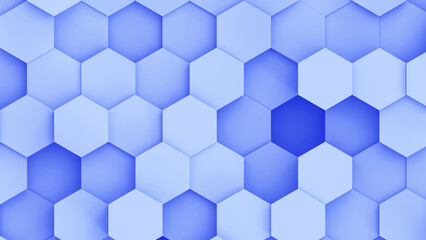 Abstract 3D geometric background, light blue hexagons shapes