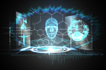 Medical interface in blue and black