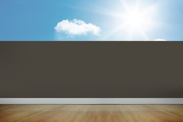 Balcony and bright sky