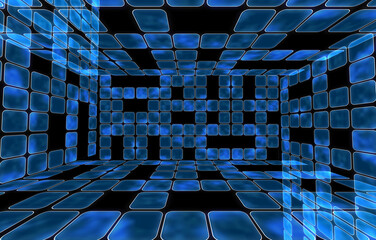 Obraz premium Room of shiny blue squares