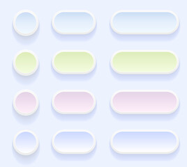 Pastel color buttons for user interface, simple multicolored 3D modern design