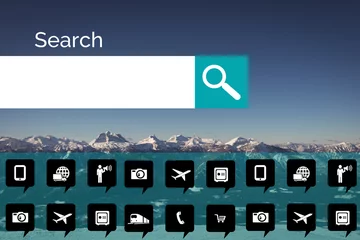  Various computer icons with search bar on device screen © vectorfusionart