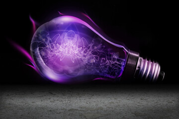 Purple glowing light in bulb