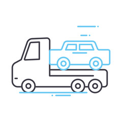 trailer car line icon, outline symbol, vector illustration, concept sign